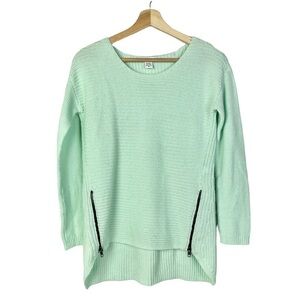 Bar III Mint Green Knit Side Waist Zip Pullover Sweater XS